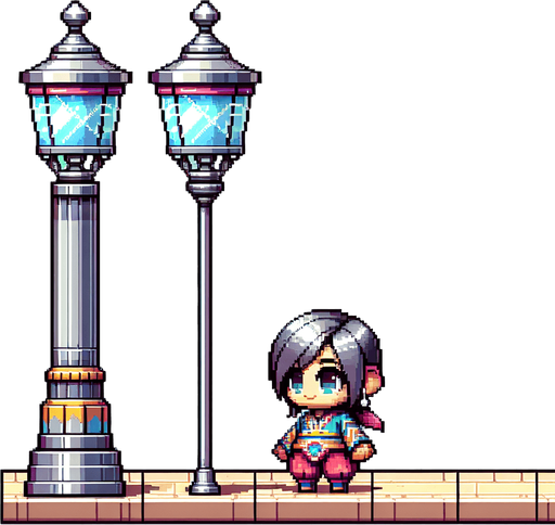 lateral view of a modern street lamp post.
video game sprite