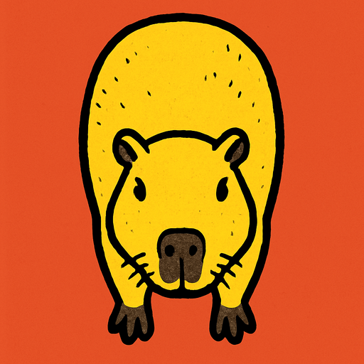 yellow capybara top view.
In-Game asset.  2d.  High contrast.  No shadows