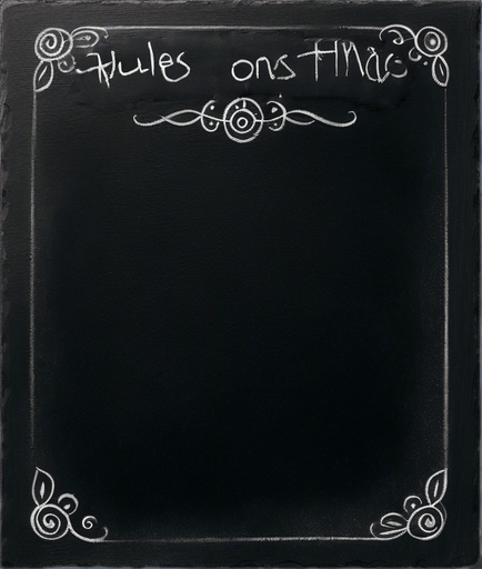 "RULES" handwritten in chalk
