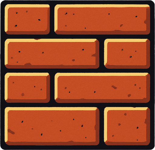 A brick tile, 2d.
In-Game asset.  2d.  High contrast.  No shadows