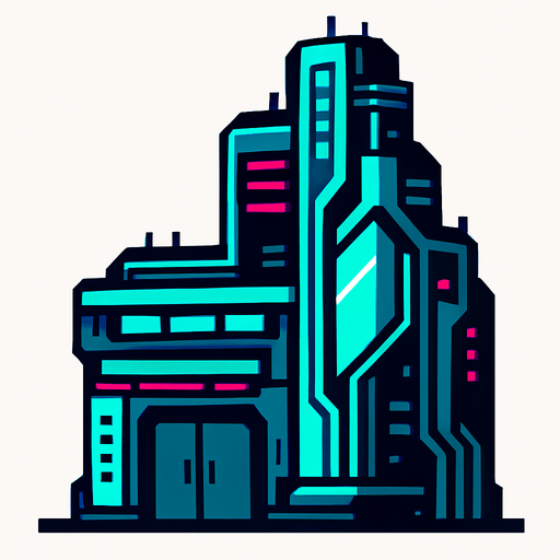 Hi-Teck buikding.
In-Game asset.  2d.  High contrast.  No shadows