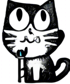 Same image, but with the cat holding an umbrella over its head.