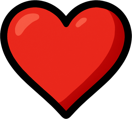 Kırmızı kalp.
In-Game asset.  2d.  High contrast.  No shadows