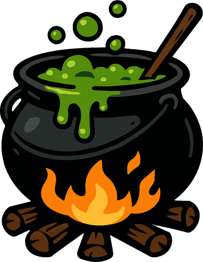Witch boiler.
In-Game asset.  2d.  High contrast.  No shadows