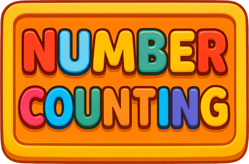 Write 'NUMBER COUNTING' in a rectangular box. This will be the title image of a game. Make sure it is high quality and colorful..
In-Game asset.  2d.  High contrast.  No shadows