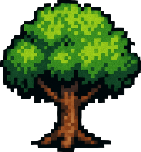 Tree pixel.
In-Game asset.  2d.  High contrast.  No shadows