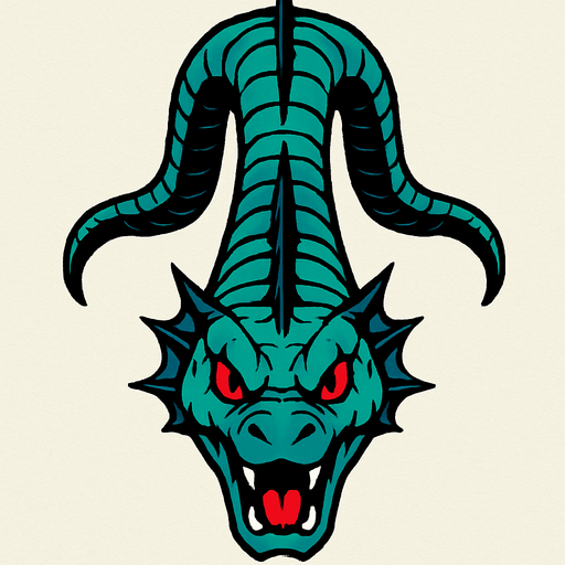 Serpiente marina vista desde arriba que viene de frente.
In-Game asset.  2d.  High contrast.  No shadows