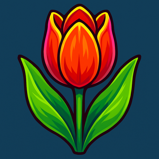 Tulip. The flower is facing at the center. Make it vibrant.
In-Game asset.  2d.  High contrast.  No shadows