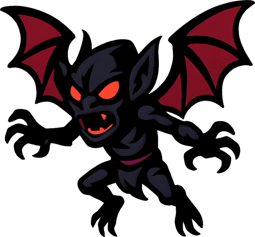 uçan karanlık goblin.
In-Game asset.  2d.  High contrast.  No shadows