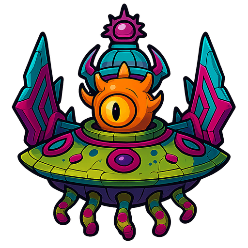 Alien Airships of boss, HD colors.
In-Game asset.  2d.  High contrast.  No shadows