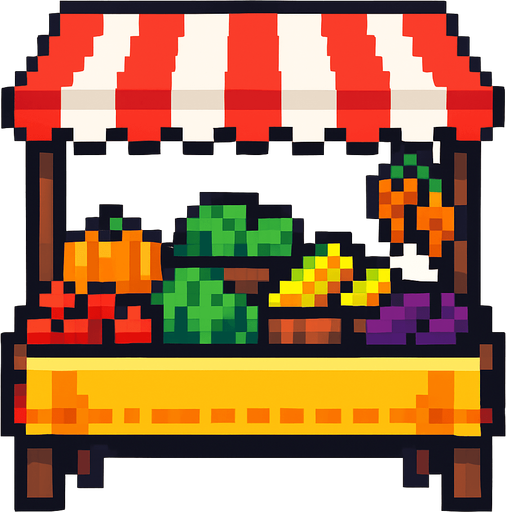 Market pixel.
In-Game asset.  2d.  High contrast.  No shadows