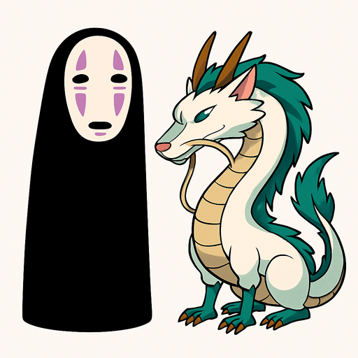 River spirits characters from movie "spirited a way". HD colors..
In-Game asset.  2d.  High contrast.  No shadows