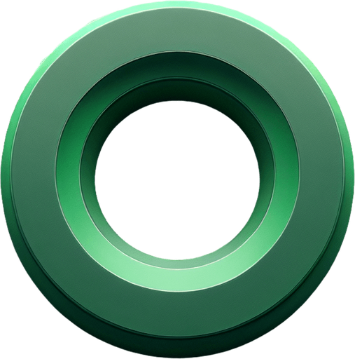 top view A green round start button empty in the center like a ring.