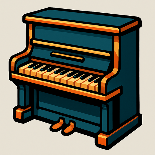 piano.
In-Game asset.  2d.  High contrast.  No shadows