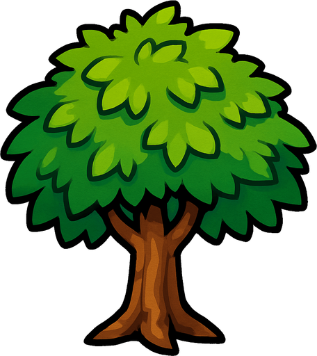ağacın üst kısmı yapraklı 2d.
In-Game asset.  2d.  High contrast.  No shadows
