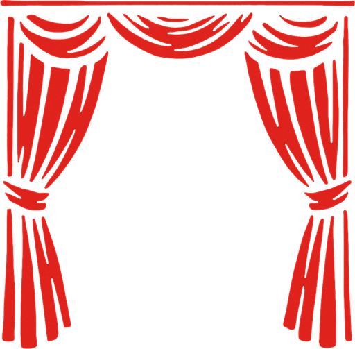 Arkaplan siyah ağırlıklı sahne perdeler.
In-Game asset.  2d.  High contrast.  No shadows