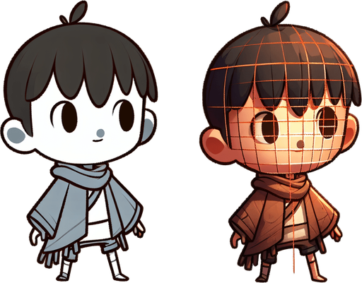 a child.
Single Game Texture. In-Game asset. 2d. Blank background. High contrast. No shadows.