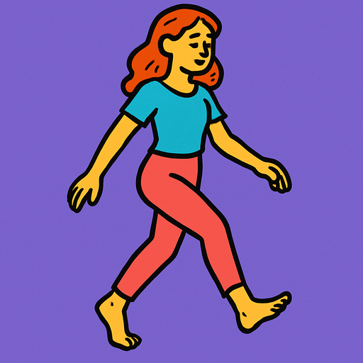 Barefoot woman with one foot raised up.
In-Game asset.  2d.  High contrast.  No shadows