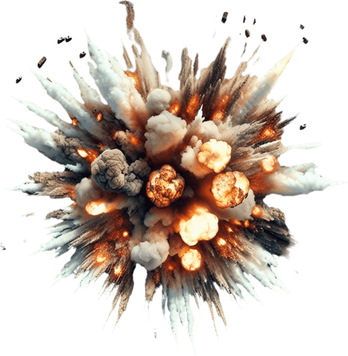 explosion from top.
zenith view