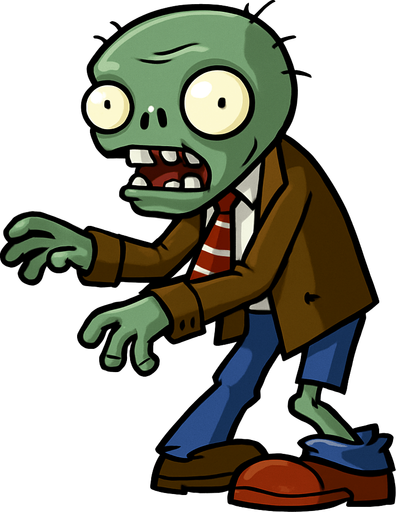 un zombie de pvz.
In-Game asset.  2d.  High contrast.  No shadows
