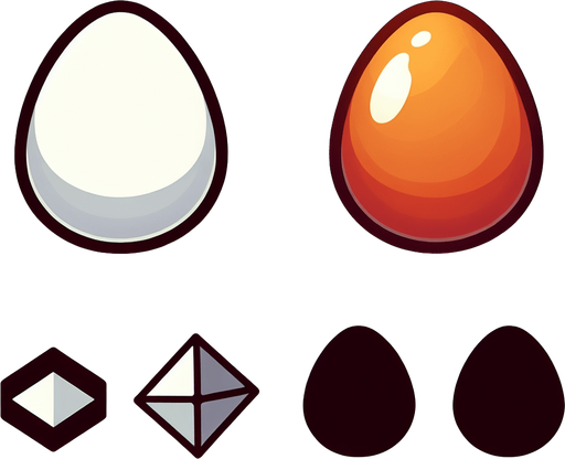 egg. Single Game Texture. In-Game asset. 2d. Blank background. High contrast. No shadows.
