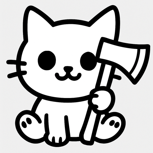 Has que el gato tenga un hacha en una mano
