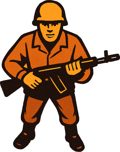 The enemy soldiers should look at us from a bird's eye view, but the soldier should look forward with a weapon in hand..
In-Game asset.  2d.  High contrast.  No shadows