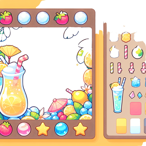 A  background gui element for an item in an ingame shop, in a light, lemonade and drinks inspired summer theme..
Single Game Texture. In-Game asset. 2d. Blank background. High contrast. No shadows.