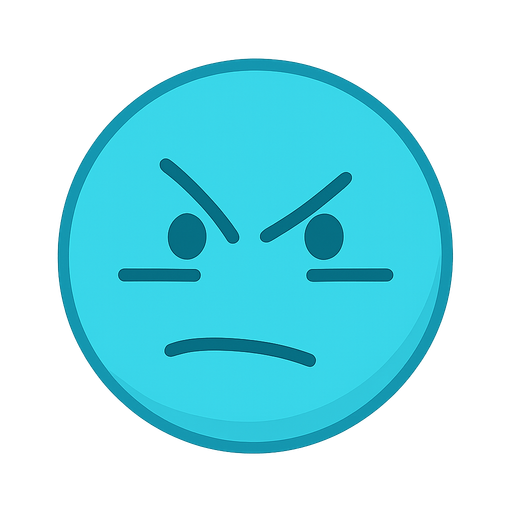 angry cyan ball. No background. Transparent background. Blank background. No shadows. 2d. In-Game asset. flat