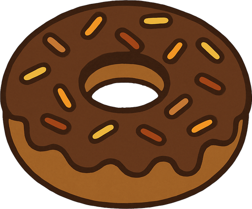 Chocolate donut in professor Layton game style artwork.
In-Game asset.  2d.  High contrast.  No shadows