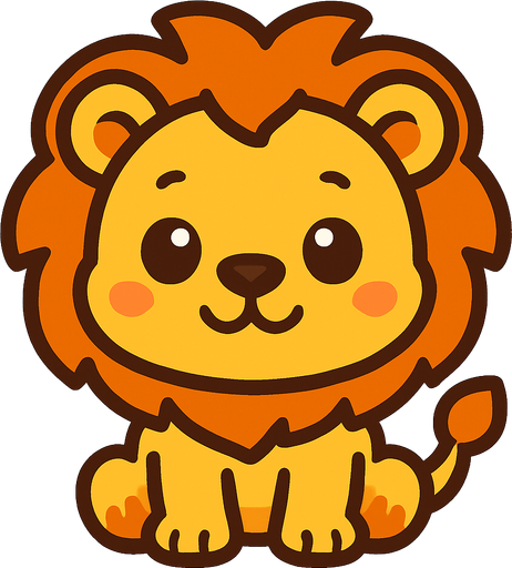 cute lion.
In-Game asset.  2d.  High contrast.  No shadows