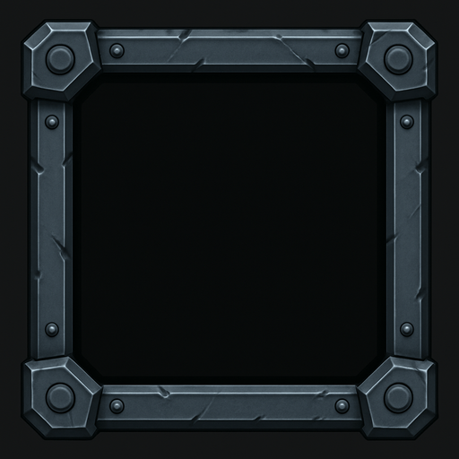 metal border.
In-Game asset.  2d.  High contrast.  No shadows