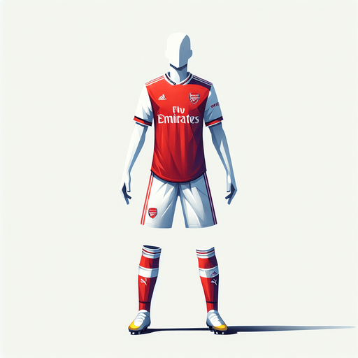 arsenal footballer Single Game Texture. In-Game asset. 2d. Blank background. High contrast. No shadows.