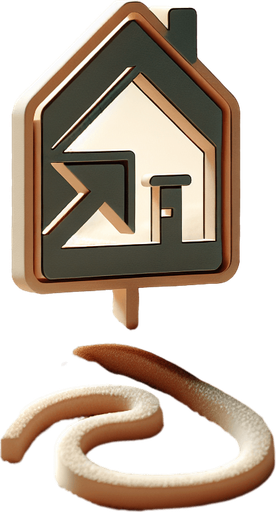 Minimal icon of a home with direction icon pointing to the home.
sand background