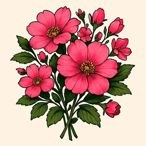 pink flower bouquet realistic.
In-Game asset.  2d.  High contrast.  No shadows
