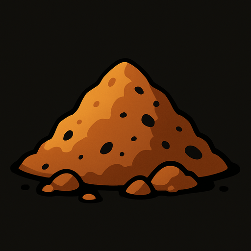 Pile of dirt.
In-Game asset.  2d.  High contrast.  No shadows. Very simple