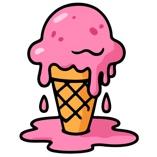 icecream_melt_cartoon.
In-Game asset.  2d.  High contrast.  No shadows