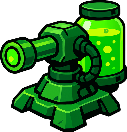 Acid turret.
In-Game asset.  2d.  High contrast.  No shadows