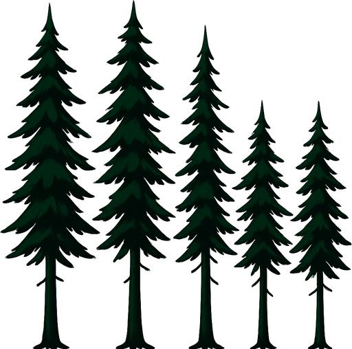 big long 7 pine trees.
In-Game asset.  2d.  High contrast.  No shadows