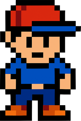 pixel player.
In-Game asset.  2d.  High contrast.  No shadows