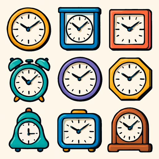 Pack of different clocks.
In-Game asset.  High contrast.  No shadows. 3D