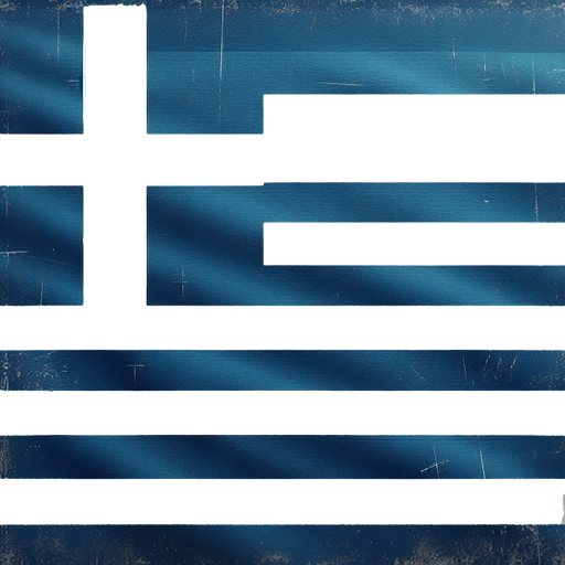greece flag.
Single Game Texture. In-Game asset. 2d. Blank background. High contrast. No shadows.