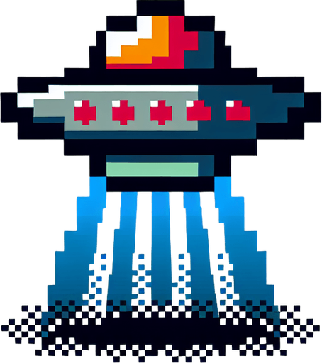 UFO sprite old nintendo game.
2d.  No shadows