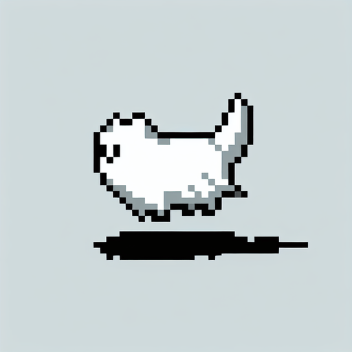 8-bit. cartoon. stray cat ghost. white. Single Game Texture. In-Game asset. 2d. Blank background. High contrast. No shadows.