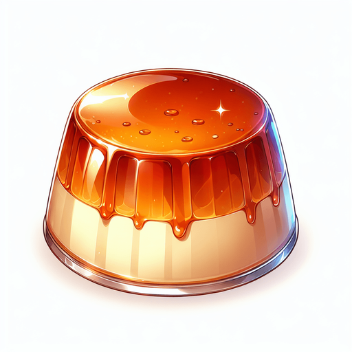 flan pudding, shiny, anime

Single Game Texture. In-Game asset. 2d. Blank background. High contrast. No shadows.