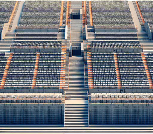 full close and front view of empty stands.
retro gaming style
