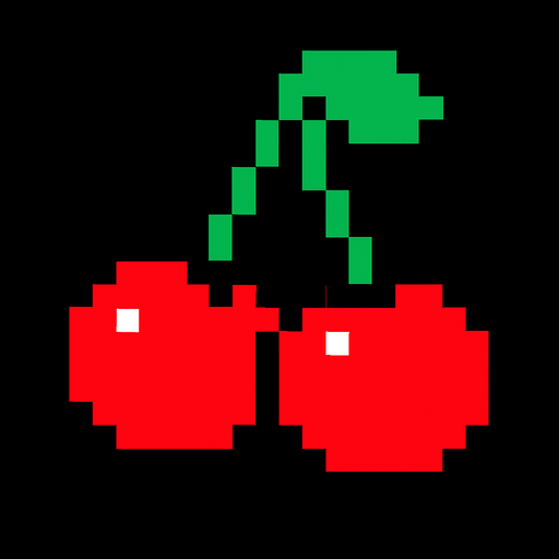Pacman cherry.
In-Game asset.  2d.  High contrast.  No shadows