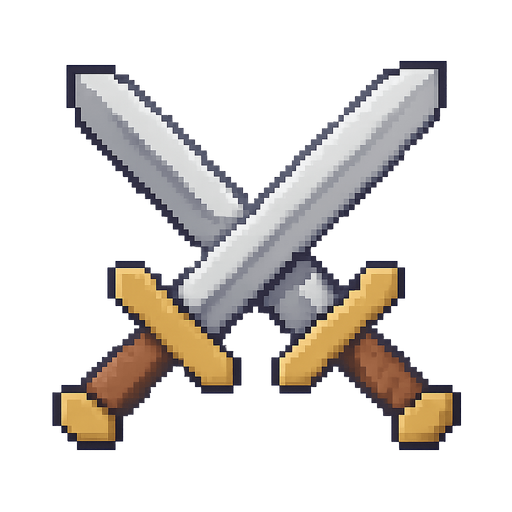 swords pixelart. No background. Transparent background. Blank background. No shadows. 2d. In-Game asset. flat