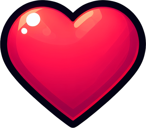 A red heart. simple..
Single Game Texture. In-Game asset. 2d. Blank background. High contrast. No shadows.