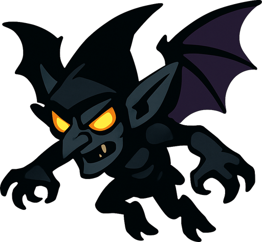 uçan karanlık goblin.
In-Game asset.  2d.  High contrast.  No shadows